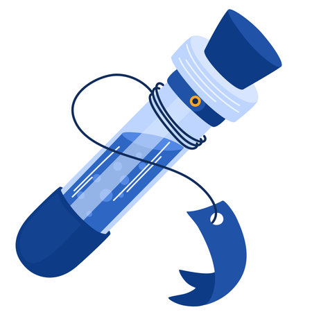 Magic potion. Cartoon game interface element, alchemist bottle with elixir, poison, antidote. Vector illustration fantasy and fairy tales object for design Halloweenのイラスト素材