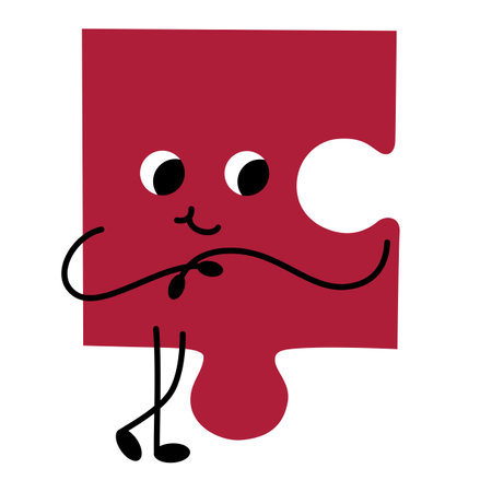 Puzzle with Face. Emotion. Colored character. Cartoon style. Flat design. Hand drawn trendy Vector illustration isolated on white backgroundのイラスト素材
