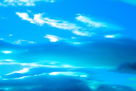 Bright blue clouds in skyの写真素材