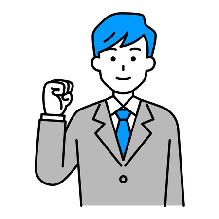 Man in suit doing guts poseのイラスト素材