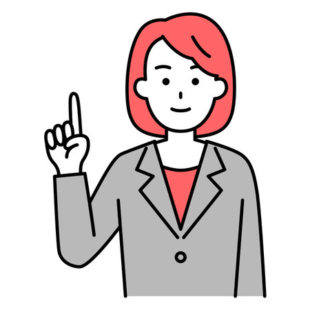 Woman in a suit pointing and explainingのイラスト素材