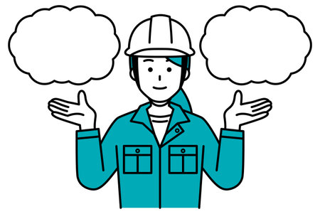 Female worker proposing two speech bubblesのイラスト素材