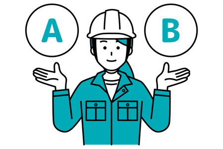 Female worker suggesting options A and Bのイラスト素材