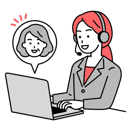 Female operator talking to customerのイラスト素材