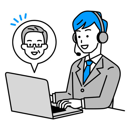 Male operator talking to customerのイラスト素材