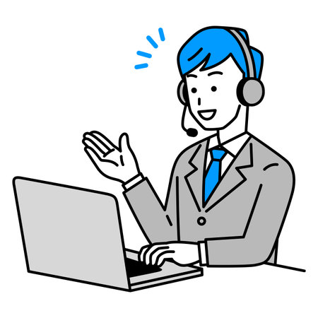 Male operator talking to customerのイラスト素材
