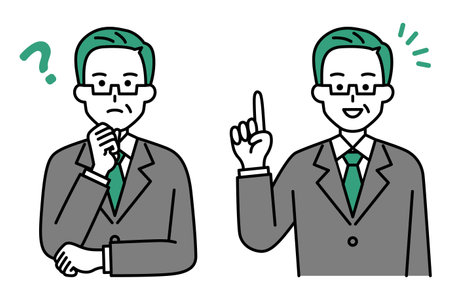 Elderly suit men set thinking ideasのイラスト素材