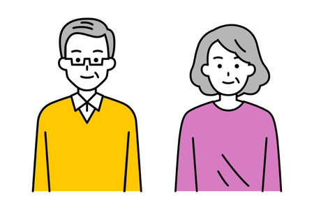 Set of elderly men and women facing forward (upper body)のイラスト素材