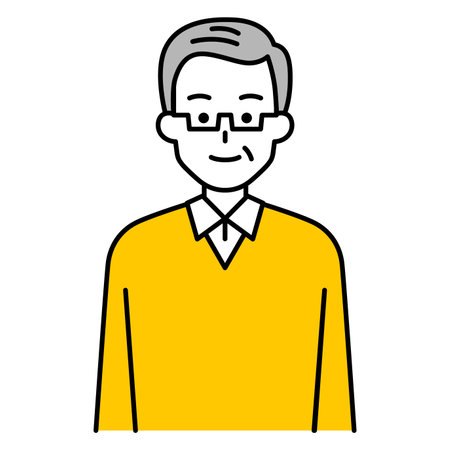An elderly man facing forward (upper body)のイラスト素材