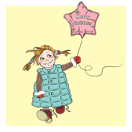 Illustration of a girl with a ball.のイラスト素材