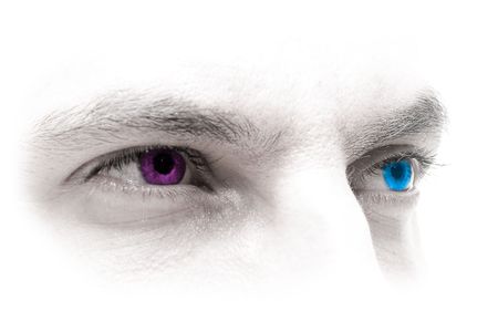 Man's look with coloured eyesの写真素材