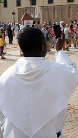 the priest takes a pictureのeditorial素材