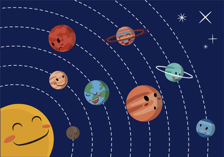 Solar system on a plain background.のイラスト素材