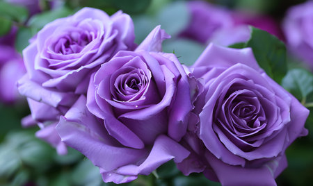 Purple roses in a bouquet. Shallow depth of field.の素材
