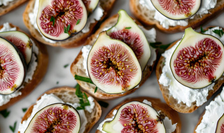 Bruschetta with ricotta cheese and fresh figs.の素材