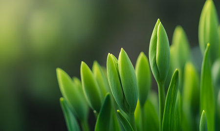 Close up of green leaves with bokeh background, Nature backgroundの素材