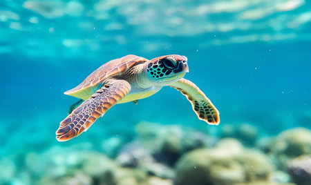 Hawaiian Green Sea Turtle (Chelonia mydas)の素材