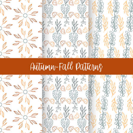 Autumn Fall Leaves Patterns Setのイラスト素材