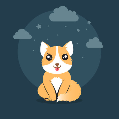 Cute Dog vector print, cartoon illustration, greeting card, kids cards for birthday poster or banner, doodle invitationのイラスト素材