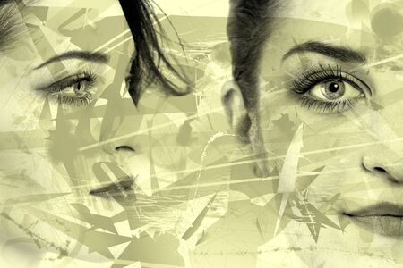 Abstract background with colorful lines and face profile.