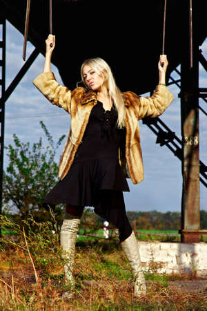 Young Woman Wearing Fur. Winter fashionの写真素材