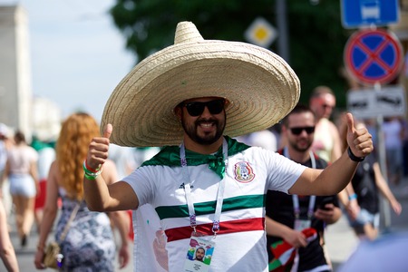 Mexican fans before the match South Korea - Mexicoのeditorial素材