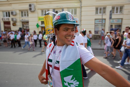 Russia, Rostov-on-Don - June 23, 2018: Mexican fans before the match South Korea - Mexico. World Cup 2018 in Russiaのeditorial素材