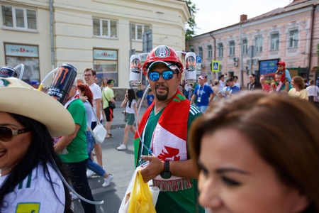 Russia, Rostov-on-Don - June 23, 2018: Mexican fans before the match South Korea - Mexico. World Cup 2018 in Russiaのeditorial素材