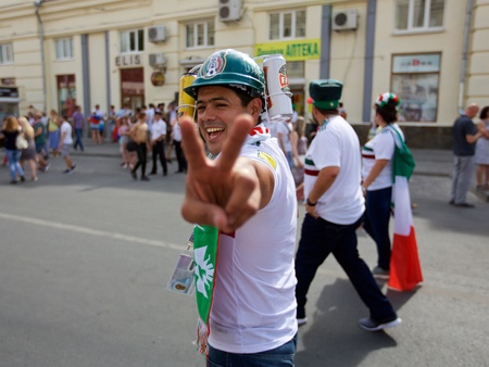 Russia, Rostov-on-Don - June 23, 2018: Mexican fans before the match South Korea - Mexico. World Cup 2018 in Russiaのeditorial素材