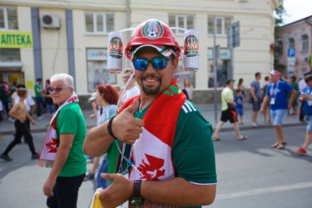 Russia, Rostov-on-Don - June 23, 2018: Mexican fans before the match South Korea - Mexico. World Cup 2018 in Russiaのeditorial素材