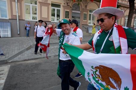 Russia, Rostov-on-Don - June 23, 2018: Mexican fans before the match South Korea - Mexico. World Cup 2018 in Russiaのeditorial素材