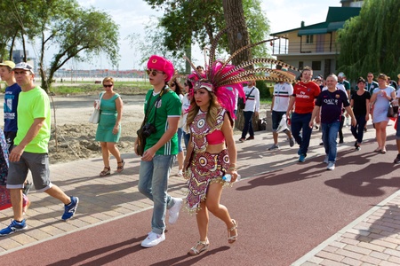 Russia, Rostov-on-Don - June 23, 2018: Mexican fans before the match South Korea - Mexico. World Cup 2018 in Russiaのeditorial素材