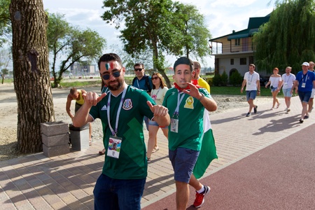 Russia, Rostov-on-Don - June 23, 2018: Mexican fans before the match South Korea - Mexico. World Cup 2018 in Russiaのeditorial素材