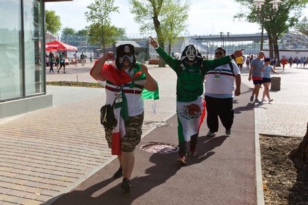Russia, Rostov-on-Don - June 23, 2018: Mexican fans before the match South Korea - Mexico. World Cup 2018 in Russiaのeditorial素材