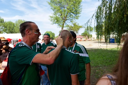 Russia, Rostov-on-Don - June 23, 2018: Mexican fans before the match South Korea - Mexico. World Cup 2018 in Russiaのeditorial素材