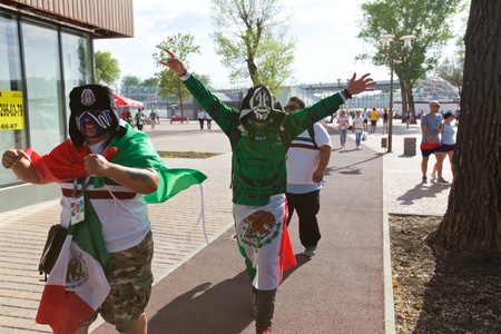 Russia, Rostov-on-Don - June 23, 2018: Mexican fans before the match South Korea - Mexico. World Cup 2018 in Russiaのeditorial素材
