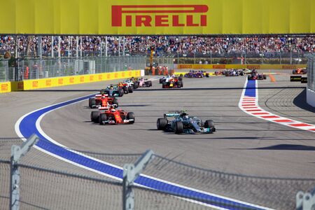 Valtteri Bottas of Mercedes AMG Petronas. Formula One. Sochi Russia.のeditorial素材