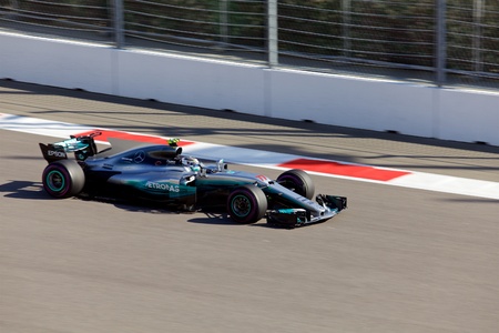 Valtteri Bottas of Mercedes AMG Petronas. Formula One. Sochi Russia.のeditorial素材