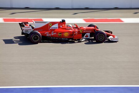 Sebastian Vettel of Scuderia Ferrari. Formula One. Sochi Russia.のeditorial素材