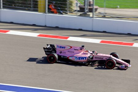 Sergio Perez of Sahara Force India. Formula One. Sochi Russia.のeditorial素材