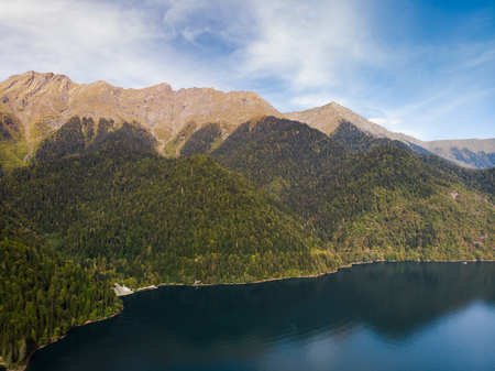 Aerial view of beautiful lake Ritsaの写真素材