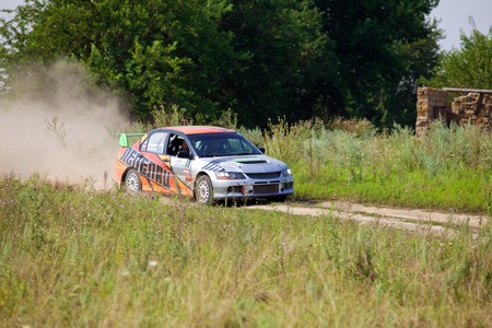 Russia, Rostov-on-Don - July 30, 2016: Mitsubishi Lancer Evo at Rally Tikhiy Donのeditorial素材