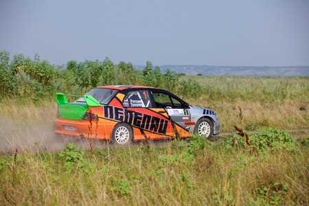 Russia, Rostov-on-Don - July 30, 2016: Mitsubishi Lancer Evo at Rally Tikhiy Donのeditorial素材