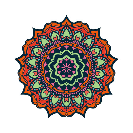 Flower colored ornamental decorative mandala. Vintage design element. Coloring book page. Islam, Arabic, Moroccan, Indian, Turkish, mystic, Pakistan, Chinese, Ottoman motifs. Abstract ornamentのイラスト素材