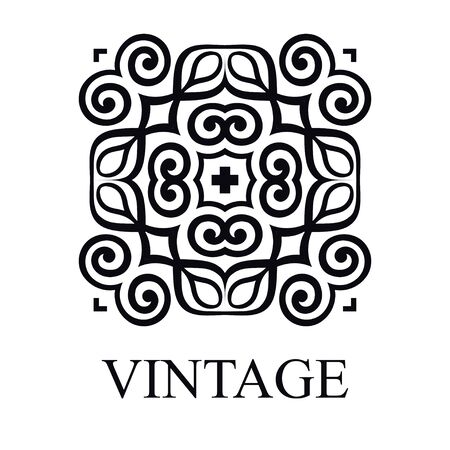 Vintage logo template. Vector logotype element, retro label, badgeのイラスト素材