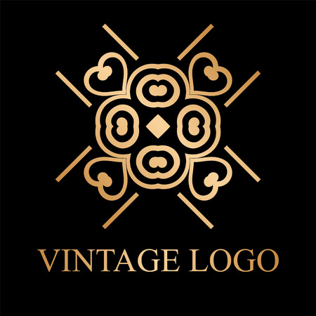 Vintage golden logo template Vector logotype element, retro label, badgeのイラスト素材