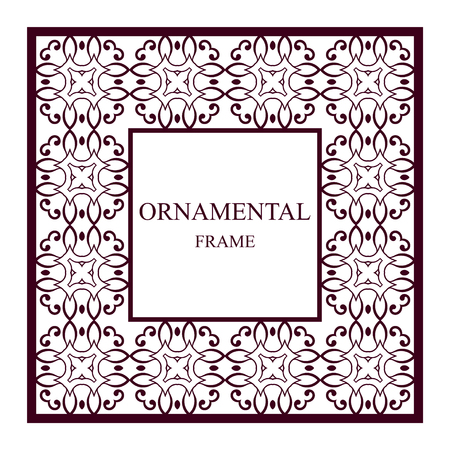 Vintage ornamental frame. Template with ornate pattern for design of greeting card, wedding invitation, birthdayのイラスト素材