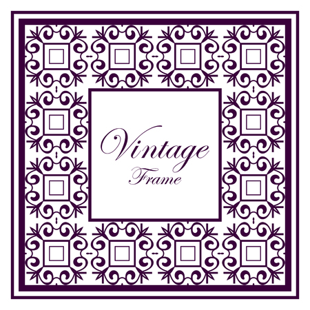 Vintage ornamental frame. Template with ornate pattern for design of greeting card, wedding invitation, birthdayのイラスト素材