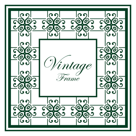 Vintage ornamental frame. Template with ornate pattern for design of greeting card, wedding invitation, birthdayのイラスト素材