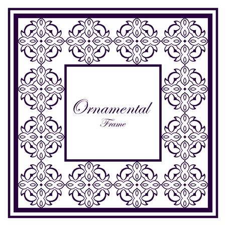 Vintage ornamental frame. Template with ornate pattern for design of greeting card, wedding invitation, birthdayのイラスト素材